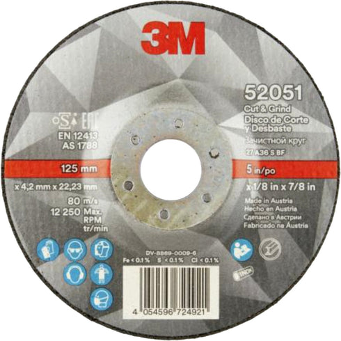 Disco Híbrido Corte y Desbaste 3M™ Cubitron™ II T27 | 125x4.2mm