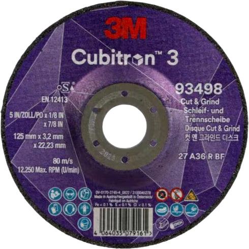 3M Disco de corte Cubitron 3 93498C3 125X3,2X22