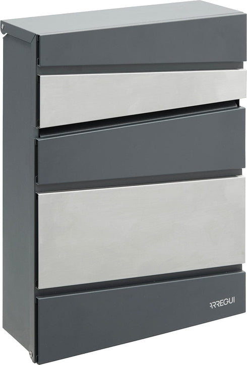 Buzón Arregui Flysch E-6925 | Acero Antracita y Tapa Inox | DIN A4