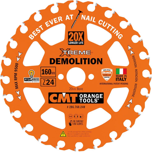 Disco de Sierra Circular CMT 165x20 Z24 - Especial Demolición