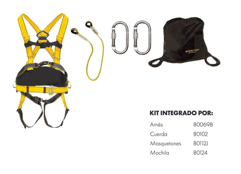 EN361 Kit Anticaídas Completo Safetop ELBRUS | Arnés, Cuerda y Mosquetones 