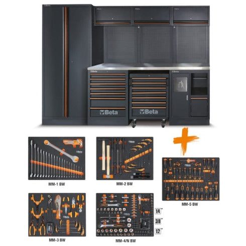Banco de Taller Beta C45PRO 2.0 X acero con 268 herramientas