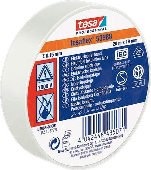 Cinta aislante 53988 Tesa - Caja de 10 unidades 10m / 19mm / Blanco