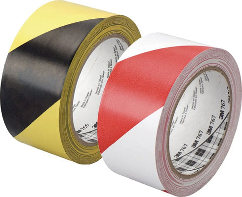 50mm x 33m / Rojo / Blanco Cinta de Vinilo con Franjas de Seguridad 766 de 3M