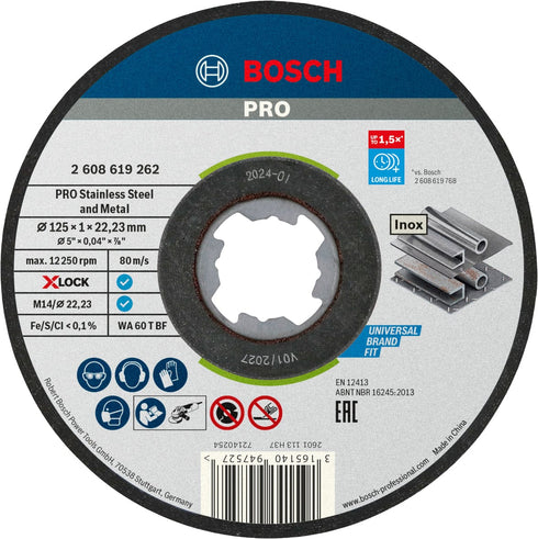 Disco de Corte Bosch X-LOCK Standard for Inox 125x1mm