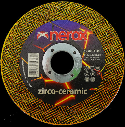 Disco de corte fino Nerox ZC46 X BF Zirco Ceramic 115x1x22.2mm / 1