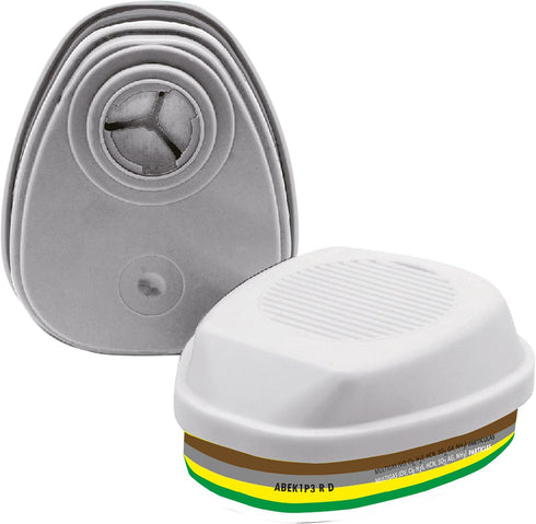 Pack de 2 unidades / EN14387 Filtro para mascarilla Safetop ABEK1P3 | Protección contra gases y partículas