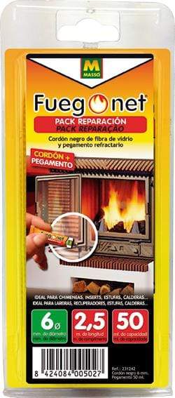 6mm / 2.5m Fuego net - Cordón Aislante Fibra de Vidrio Chimeneas y Calderas