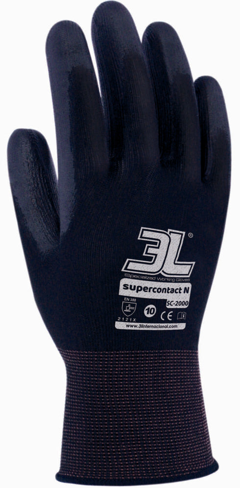 Guantes SUPERCONTACT N SC-2000 | 3L · 7, Negro, 12 Unidades, 8, 9, 10
