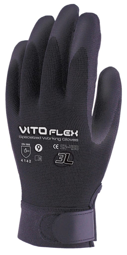 Guantes VITOFLEX SN-450 | 3L · 7, Negro, 12 unidades, 8, 10
