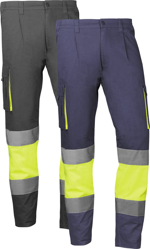 S / Azul-Amarillo Pantalón Trabajo Elástico Juba Mykonos | Alta Visibilidad y Algodón