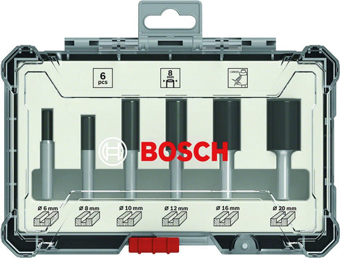 Juego de 6 Fresas Rectas de 8mm de Bosch