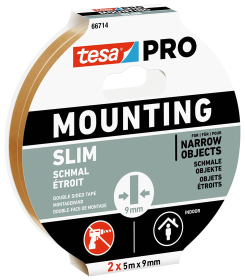 5m x 9mm / Pack de 2 unidades Cinta doble cara 9mm tesa PRO SLIM