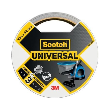 10m x 48 mm / Plata Cinta Americana 3M 2904 · 10m × 48mm, Negro, Plata, 25m × 48mm