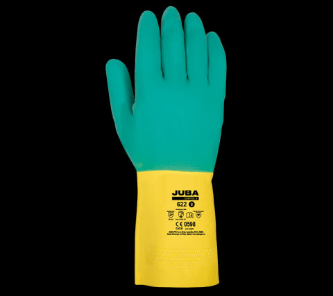 Juba 7 / Verde - amarillo Guante de latex Juba 622- PACK 12 UNIDADES