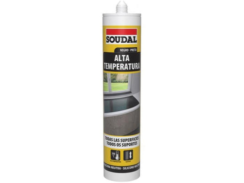 SOUDAL Silicona Neutra Alta Temperatura 290ml Negra 137789 Soudal Pack 12 Uds