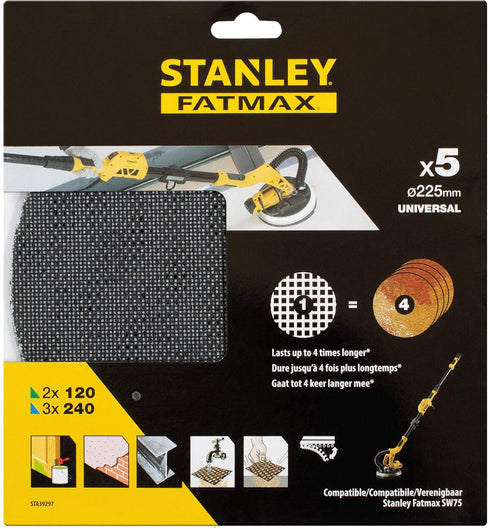 STANLEY Stanley 5 Lijas Ø225 para Lijadora Panel Yeso