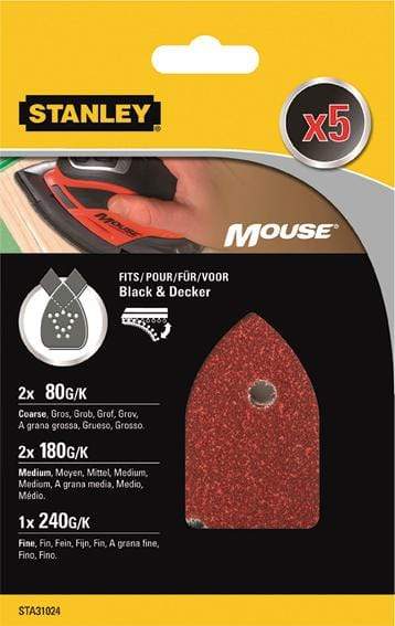 Stanley surtido 5 hojas lija para mouse